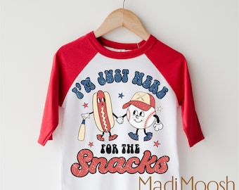 I'm Just Here For The Snacks Baseball Shirt - Baseball Toddler Tee - Cute Baseball Season Kids Shirt - Kids Shirt
