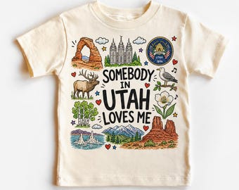 Somebody in Utah Loves Me Shirt, Kids State Pride Tee, Long Distance Family Gift