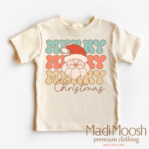 Merry Christmas Shirt - Retro Santa Toddler Tee - Holiday Kids Shirt - Adult, Youth, Toddler, Kids, & Baby Bodysuit Shirts