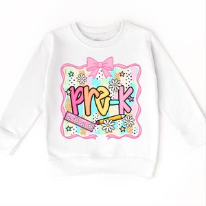Girls Cute Pre-K Back To School Personalized Shirt | Bows and Pencils | First Day of School Tee | Custom Kids T-Shirt bild 5