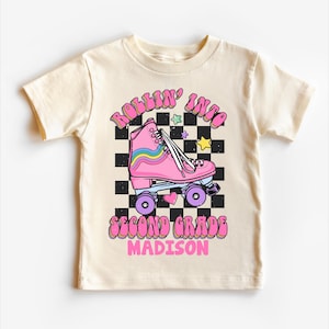 Personalized Rolling Into 2nd Grade Skate Back To School Shirt - Back To School 2nd Grade Tee - Roller Skate School Kids Shirt