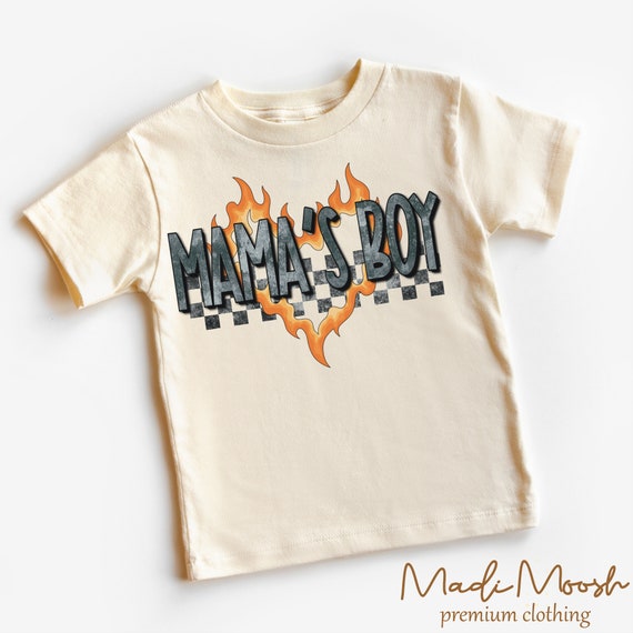 Mama's Boy Toddler Shirt | Rocker Style Natural Tee for Boys | Trendy Toddler Outfit | Cool Boy Graphic Shirt