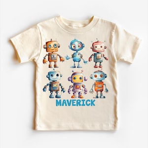 Retro Robot Boys Personalized Shirt | Kids Robots Party Tee