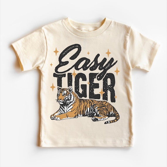 Retro Easy Tiger Kids Shirt | Kids Funny Animal Tee | Natural Shirt