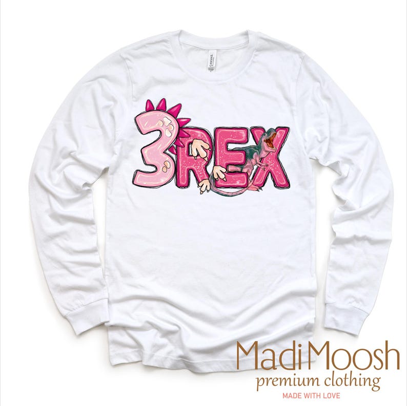 Personalized Three Rex Dinosaur Girls Birthday Shirt - Girls Dinosaur ...