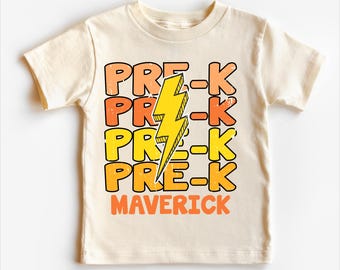 Pre-K Back To School Personalized Shirt - Lightning Bolt School Toddler Tee -  Back To School Kids Shirt