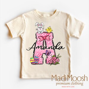 Girls Personalized Custom Name Easter Shirt | Doodle Letter Easter Tee | Trending Girls Easter Shirt