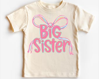 Big Sister Ribbon Shirt, Big Sis Birth Announcement Tee