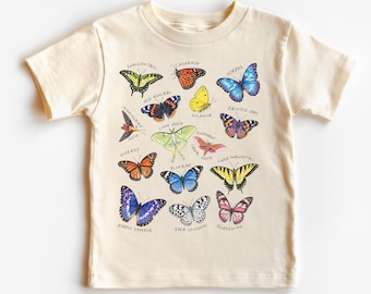 Kids Butterfly Shirt, Educational Insect Graphic Tee, Nature T-Shirt for Boys and Girls