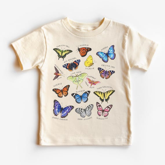 Kids Butterfly Shirt, Educational Insect Graphic Tee, Nature T-Shirt for Boys and Girls