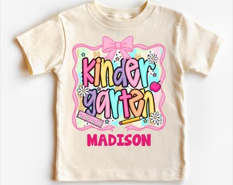Girls Cute Kindergarten Back To School Shirt | Bows and Pencils Shirt | First Day of School Tee | Custom Kids T-Shirt