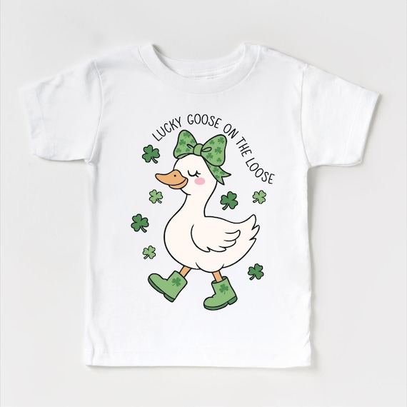 Lucky Goose On The Loose St. Patrick's Day Shirt - Girls Silly Goose Tee