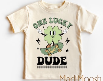 One Lucky Dude St. Patrick's Day Irish Shirt - Lucky St Patrick's Day Kids Shirt - Natural Toddler Tee