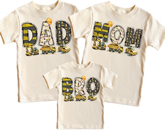 Matching Family Excavator Construction Birthday Shirts - Excavator Birthday Theme Shirts