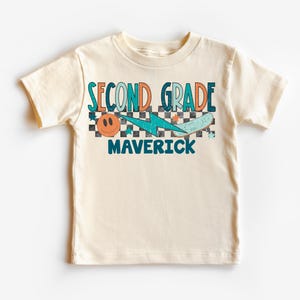 Personalized Second Grade Back To School Shirt - Retro 2nd Grade School Toddler Tee - Checkered Back To School Kids Shirt