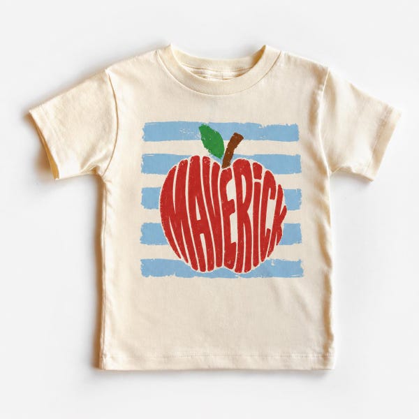 Custom Apple Name Back to School Shirt, Personalized Kids Teacher Apple Tee, First Day of School Graphic Shirt