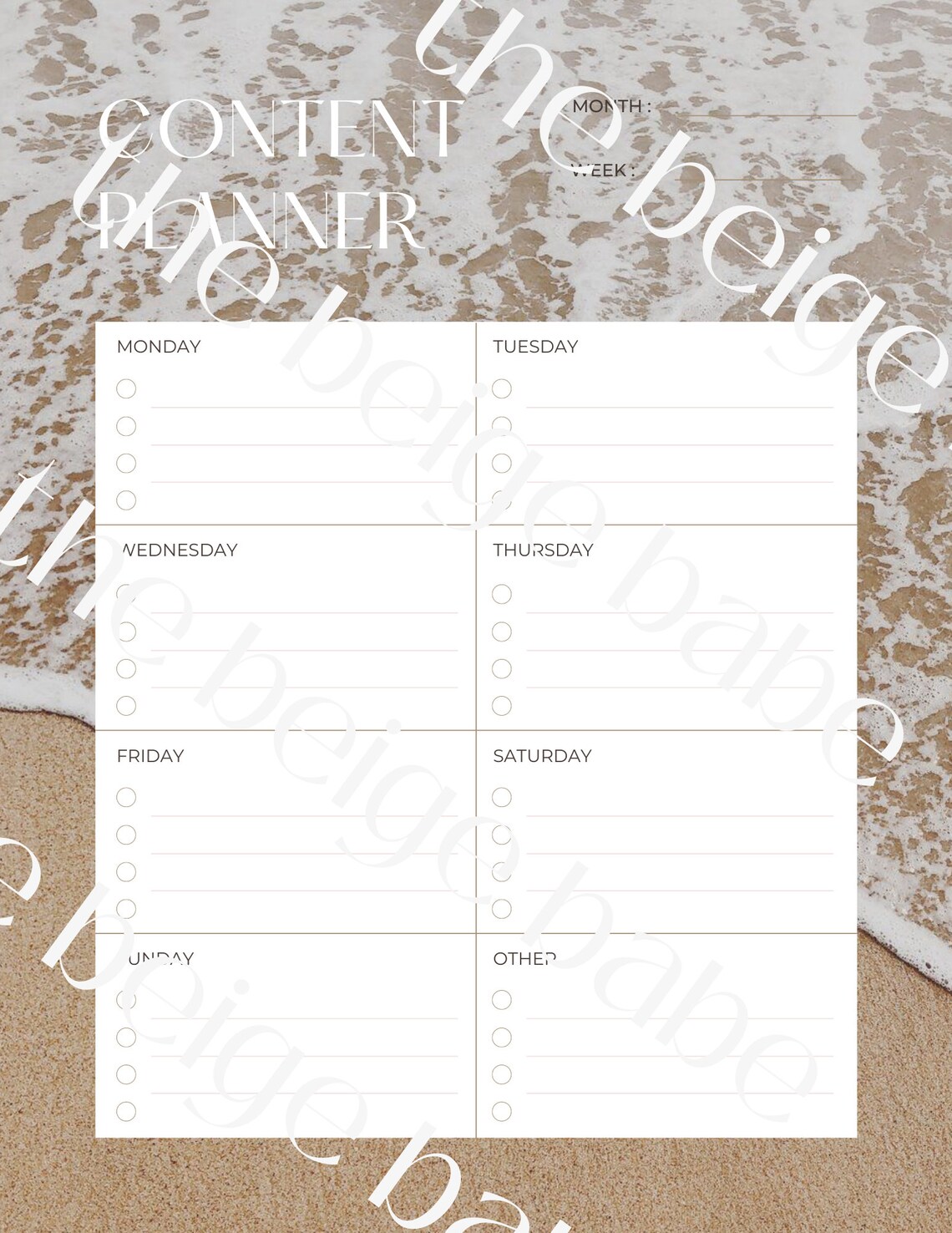 Beige Aesthetic Content Creator Planner journal goal Tracker Etsy