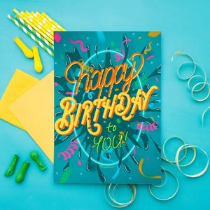 Herzlichen Glückwunsch! Geburtstagskarte (Grußkarte) << Birthday Explosion >>