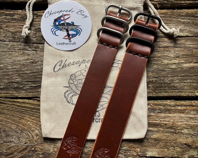 Leather Single Pass Watch Strap - Brown