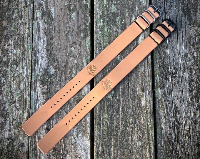 Leather Single Pass Watch Strap - Natural