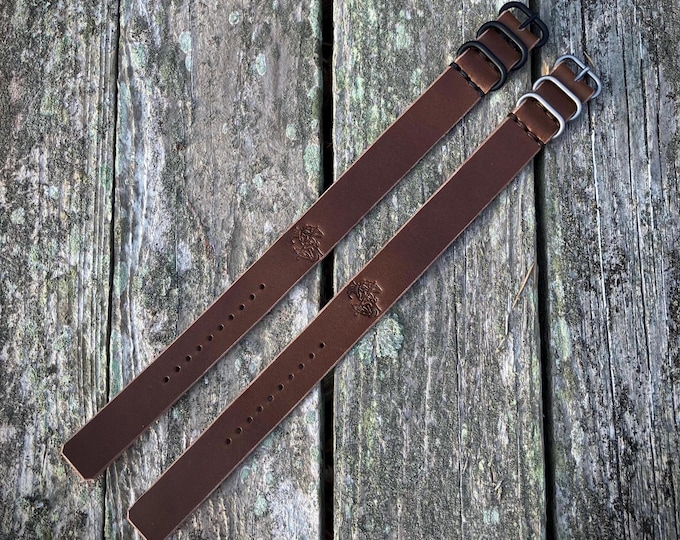 Leather Single Pass Watch Strap - Brown
