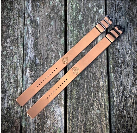 Leather Single Pass Watch Strap - Natural