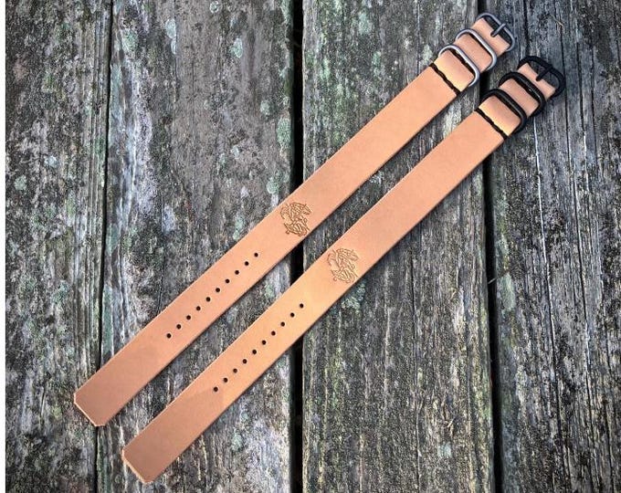 Leather Single Pass Watch Strap - Natural