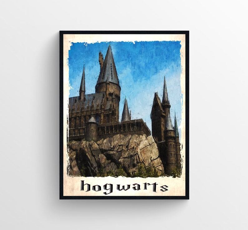 Harry Potter Art Print Hogwarts Wall Decor Hogwarts Castle Etsy