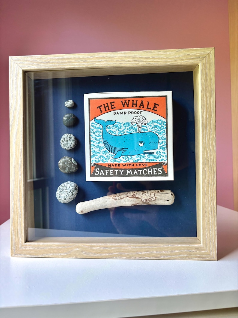 Whale Matchbox Shadow Box: Coastal Nautical Decor With Driftwood - Etsy