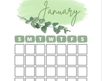 Eucalyptus 12 Month Calendar *Digital Download*