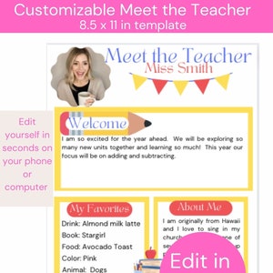 EDITABLE, Meet the Teacher Template, Back to School Flyer, INSTANT DOWNLOAD