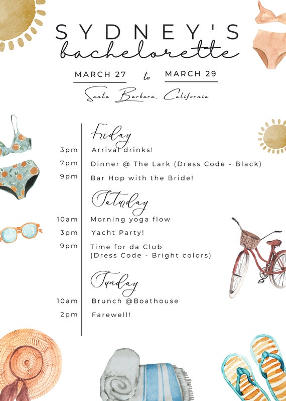 Bachelorette Itinerary Nautical Santa Barbara Bachelorette Nautical Themed  Bachelorette Party Boat Bachelorette Yacht Bachelorette Invite - Etsy