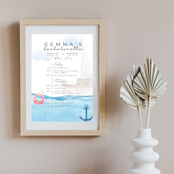 Bachelorette Itinerary Miami Yacht Nautical Bachelorette Yacht Bachelorette  Planning Santa Barbara Bachelorette Boat Party Bachelorette - Etsy