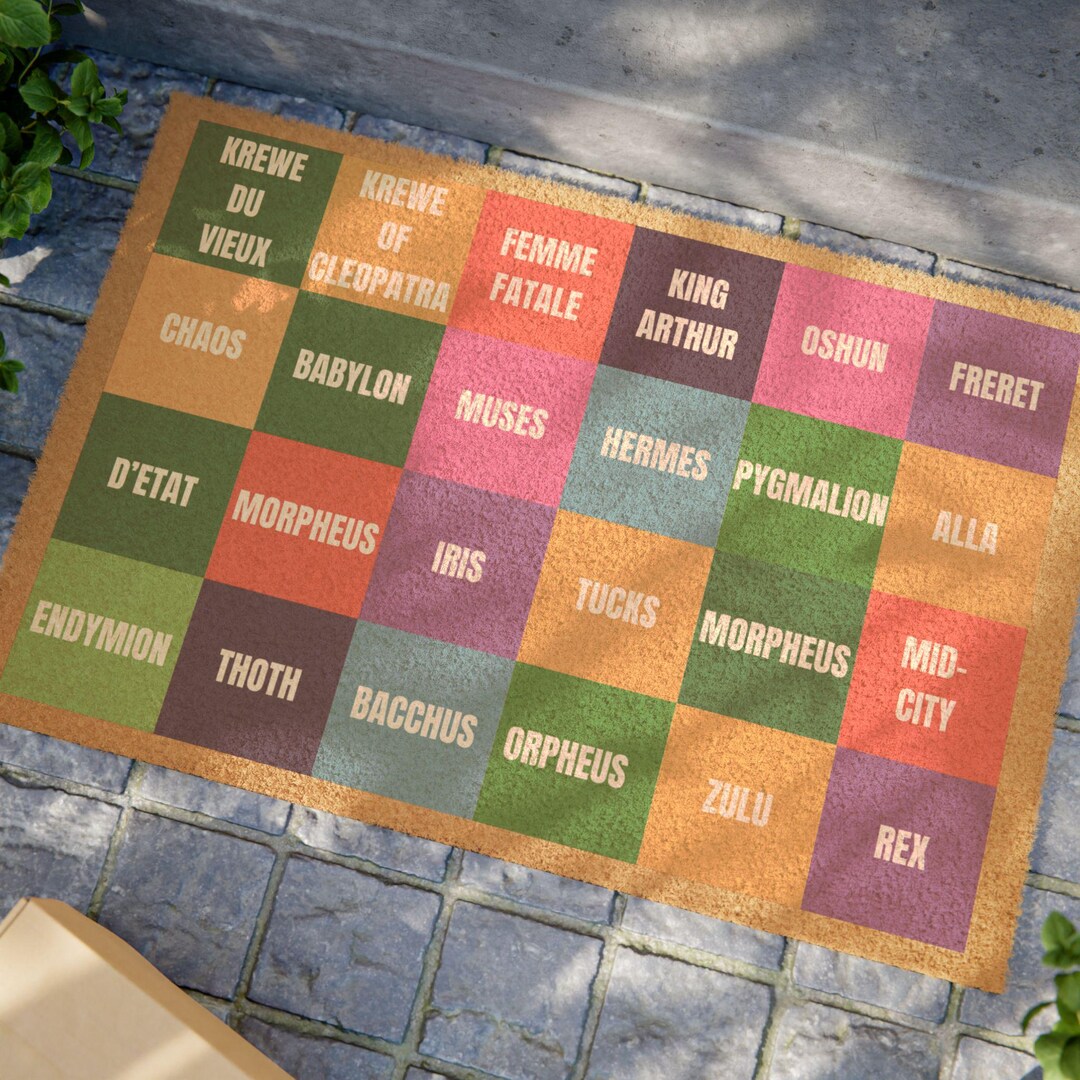 Colorful Mosaic Parade Name Blocks Doormat Mardi Gras | Coir Welcome ...
