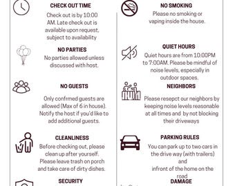 Airbnb Rental House Rules - Etsy
