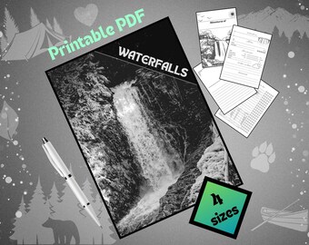 Printable Waterfalls logbook 124 Pages for 60 waterfalls + Cover Page | Ready to download PDF Waterfalls Journal Letter, A4, A5, Half Letter
