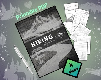 Printable Hiking logbook & adventures journal 105 Pages for 50 hikes + Cover Page | Ready to download PDF Hiking Journal in 4 sizes