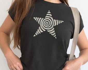 Spiral Star Baby Tee, Y2K Coquette Grunge Top