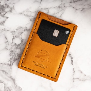 Cartera de cuero delgada, NOCHE DE FECHA, Cartera plegable, Cartera hecha a mano para hombres, Regalo de cumpleaños para hombres, Cartera para hombres con monograma imagen 2