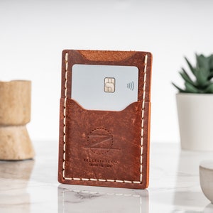 Wallet Handmade Card Holder, Brown Pocket Wallet, Minimalist Card Wallet image 2