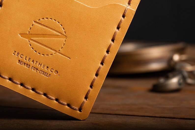 Cartera de cuero delgada, NOCHE DE FECHA, Cartera plegable, Cartera hecha a mano para hombres, Regalo de cumpleaños para hombres, Cartera para hombres con monograma imagen 5