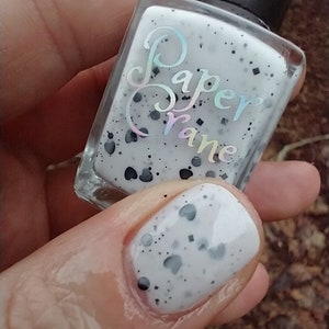 Pongo and Perdy, White Crelly with Black Glitter Polish