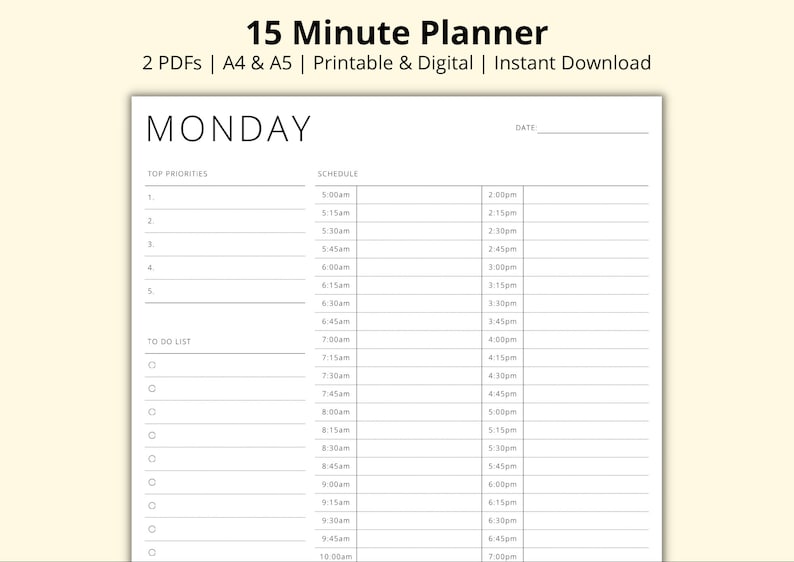 15 Minute Planner Daily Time Block - Il 794xN.4706721115 Jtmn 