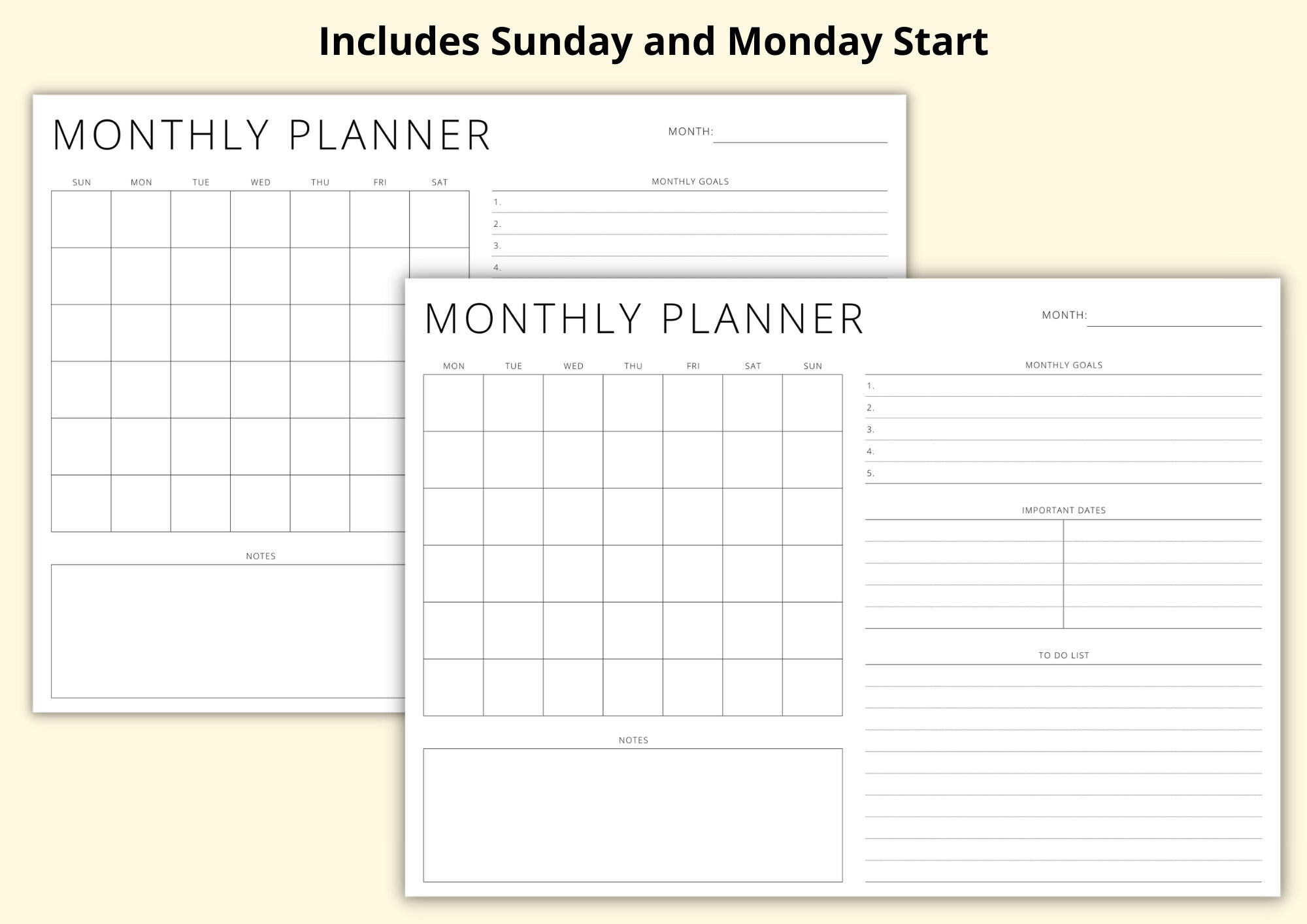 Monthly Planner Calendar Template Monthly Overview Month at a Glance