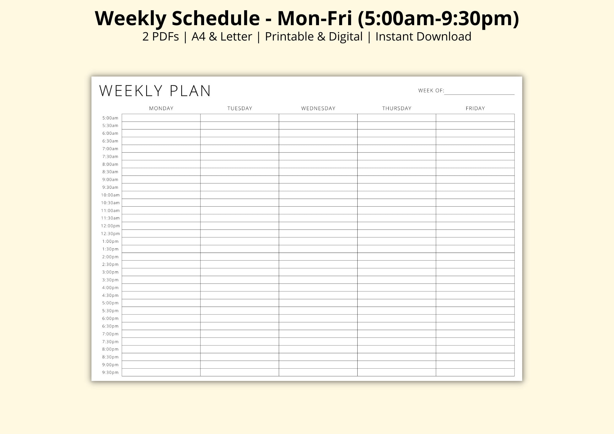 weekly-schedule-5-day-time-block-planner-30-minute-interval-week-at-a-glance-revision-study-timetable-pdf-printable-digital-a4-letter-etsy