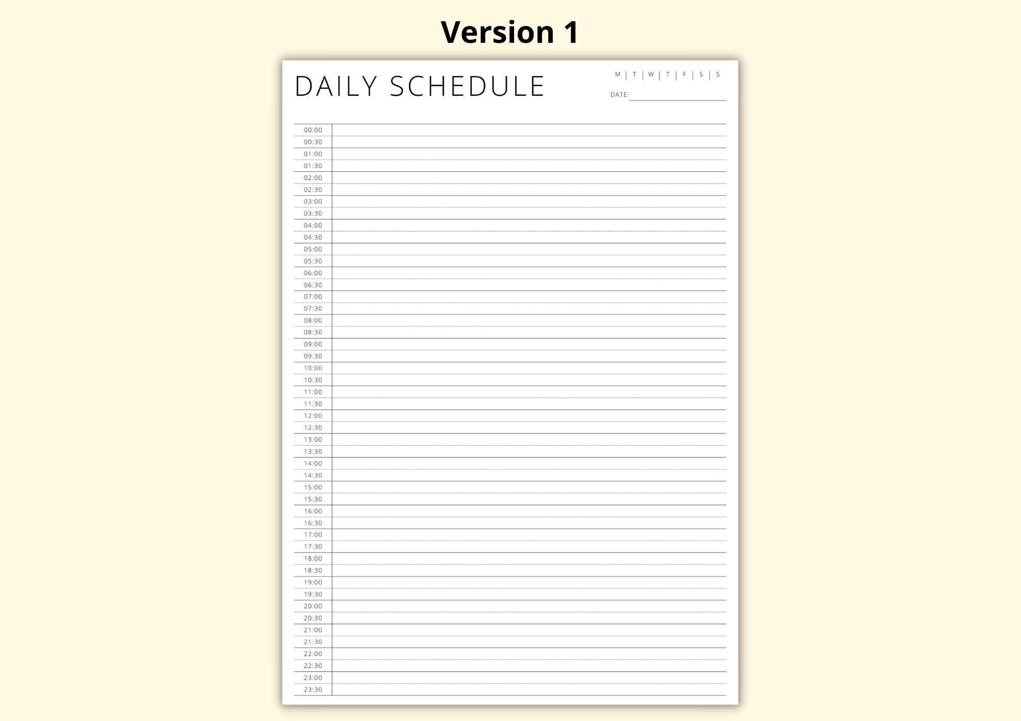 24 Hour Daily Planner 30 Minute Intervals Hourly Time Blocking PDF 24 Hour Daily Planner 30 Minute Intervals Hourly Time Blocking PDF