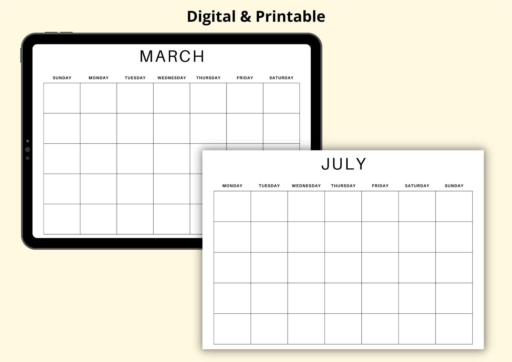 Blank Calendar Pages, Month at a Glance, Undated 12 Month Planner ...