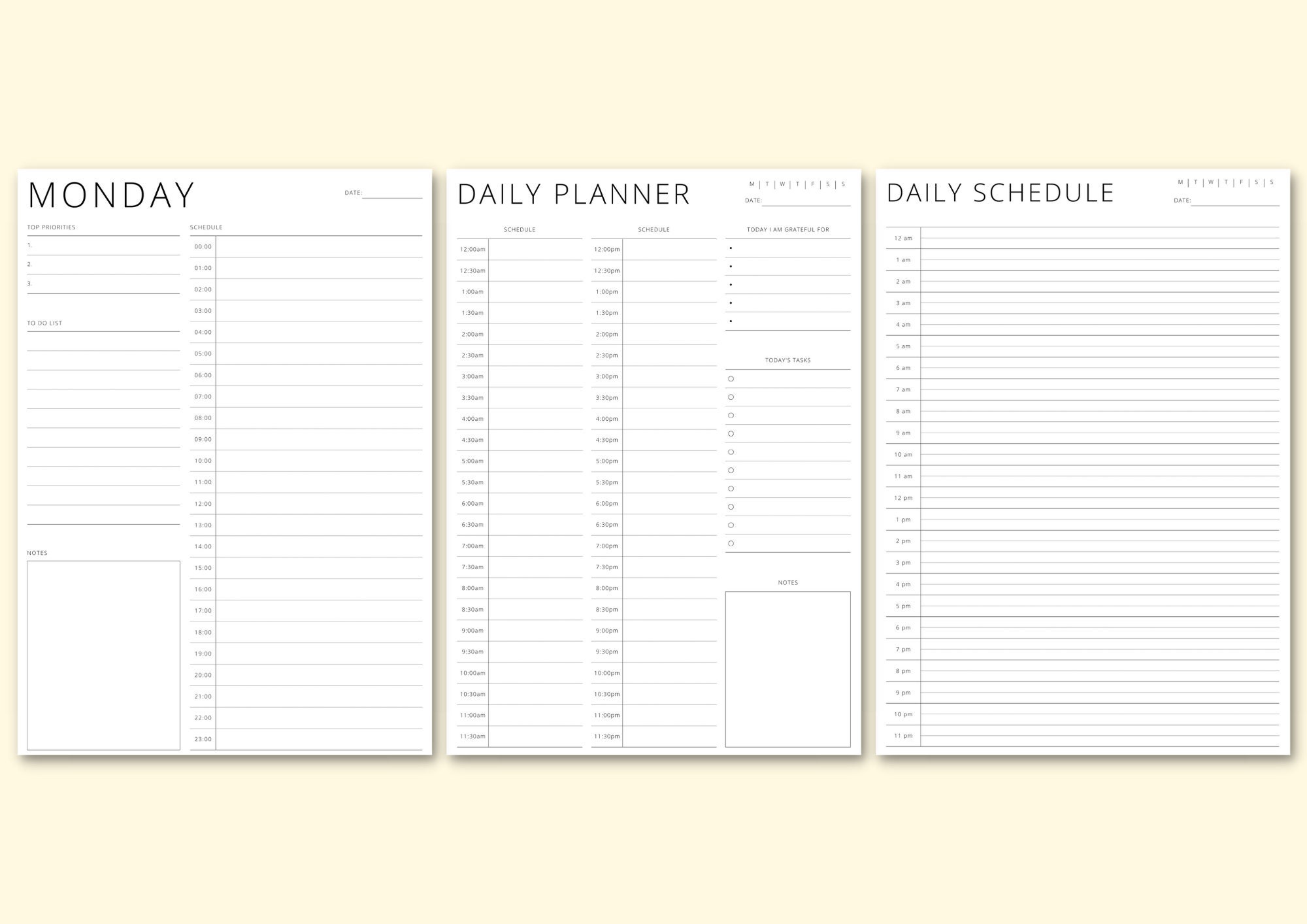 24 Hour Planners, Daily & Weekly Time Blocking Pdfs, Schedule Templates ...