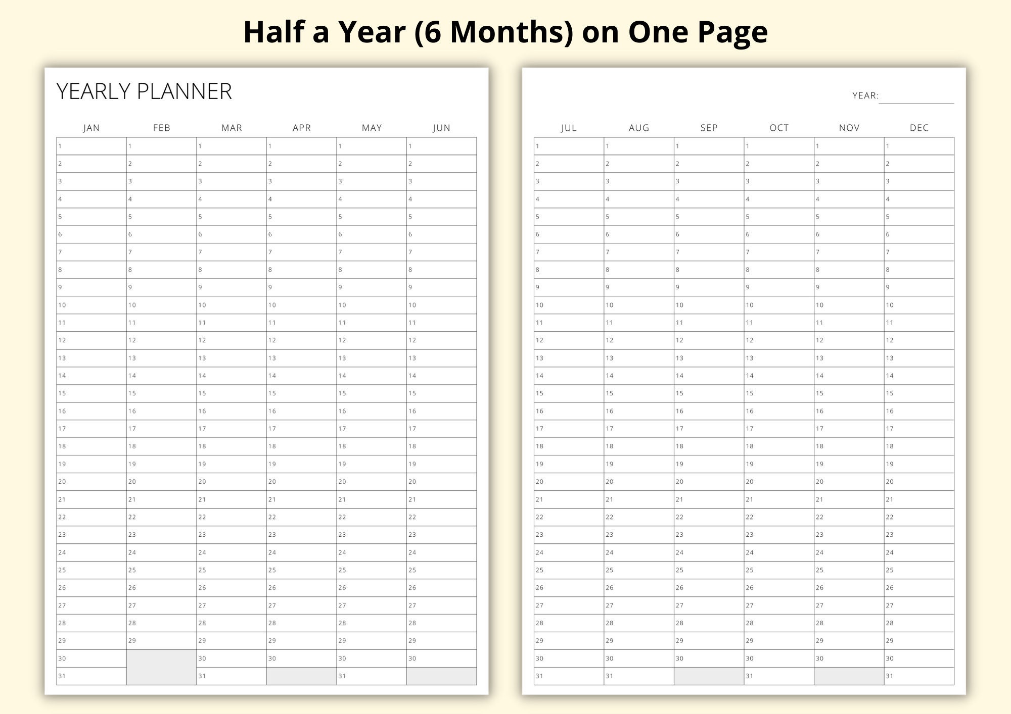 half-year-planner-6-month-overview-year-at-a-glance-calendar-pages-blank-annual-planner-template-printable-digital-a3-a4-a5-letter-etsy