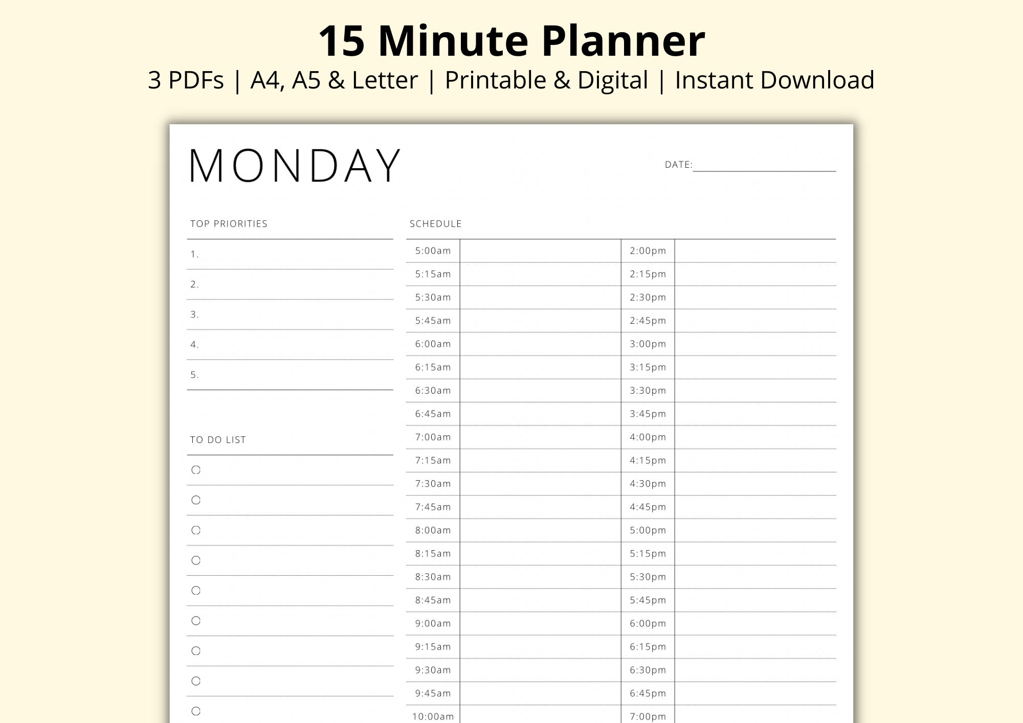 15 Minute Planner Daily Time Block Printable Appointment Etsy 15-minute-planner-daily-time-block-printable-appointment-etsy